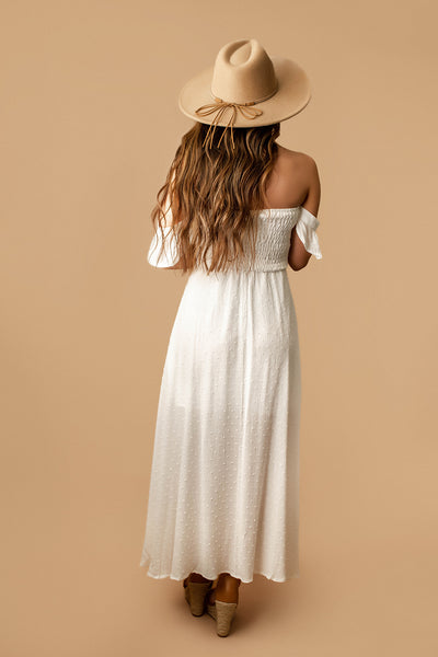 Never In Love Off The Shoulder Maxi Dress (White) | FINAL SALE