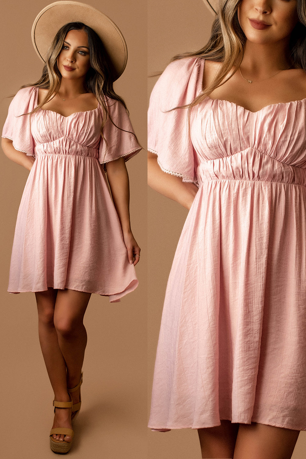 Adore You Flutter Sleeve Sun Dress (Pink Orchid)