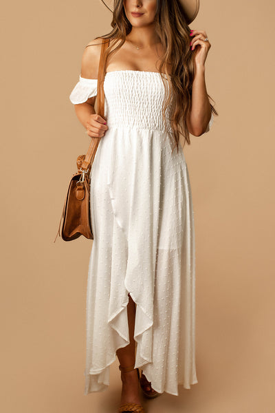 Never In Love Off The Shoulder Maxi Dress (White) | FINAL SALE