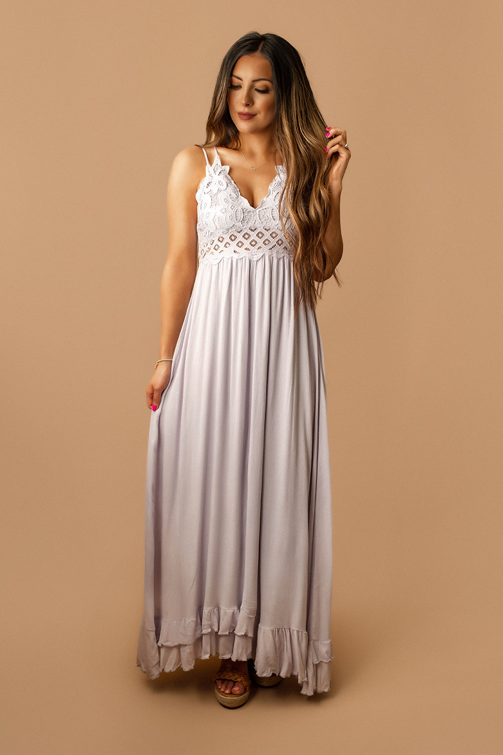 Too Good At Goodbyes Bralette Maxi Dress (Lavender) | FINAL SALE