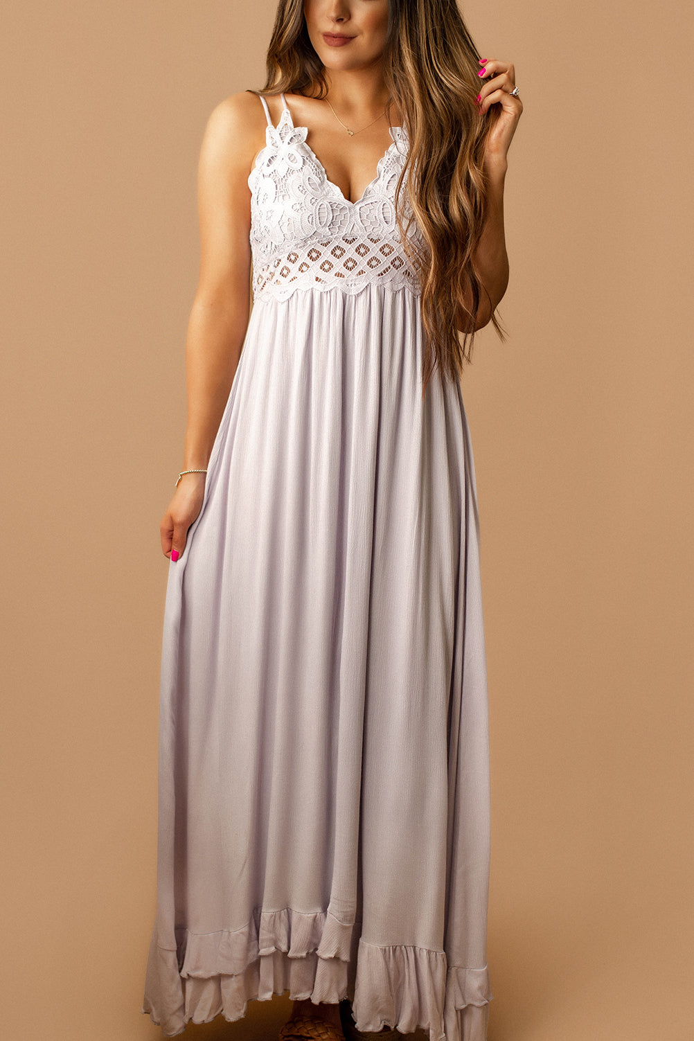 Too Good At Goodbyes Bralette Maxi Dress (Lavender) | FINAL SALE