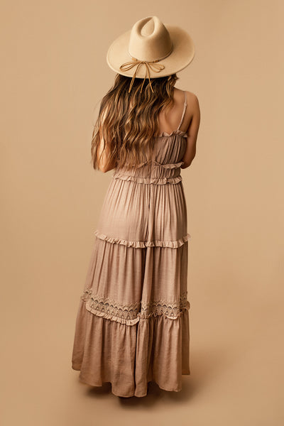 Forever Us Ruffle Tiered Maxi Dress (Taupe / Mocha)