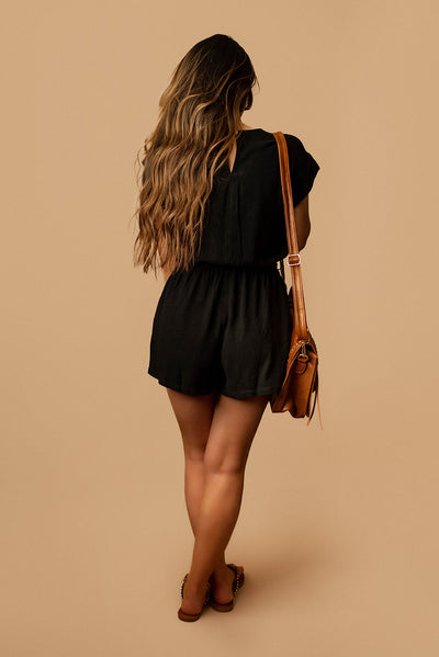 Stuck On Me Linen Romper (Rust)