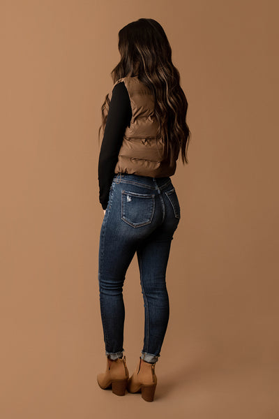 Forever Bound Cropped Puffer Vest (Chocolate)