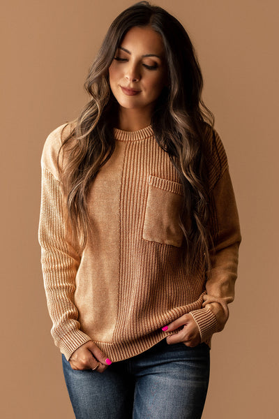Falling Into You Textured Knit Sweater (Light Camel)