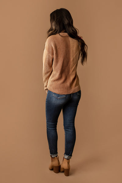 Falling Into You Textured Knit Sweater (Light Camel)