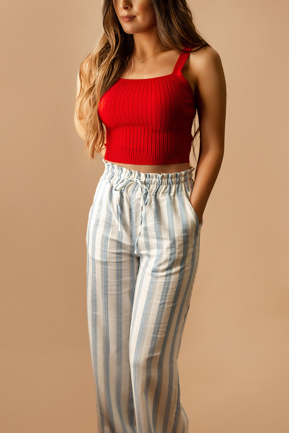 Cross The Line Striped Linen Pants (Blue + White) | FINAL SALE