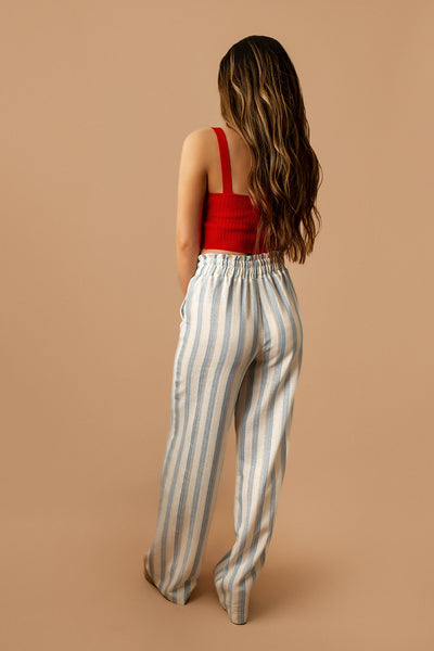 Cross The Line Striped Linen Pants (Blue + White) | FINAL SALE