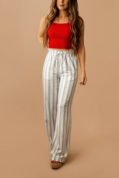 Cross The Line Striped Linen Pants (Blue + White) | FINAL SALE