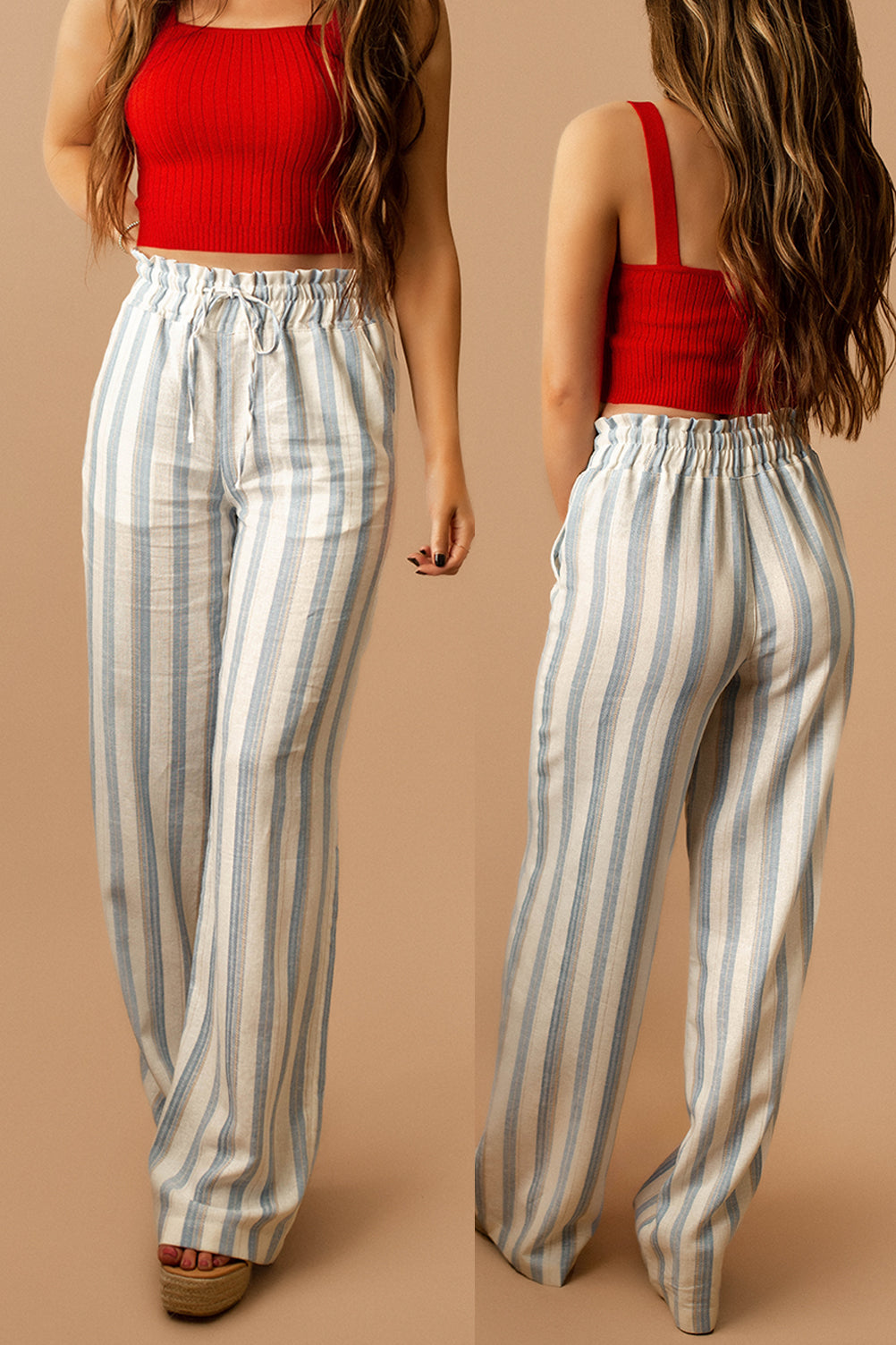 Cross The Line Striped Linen Pants (Blue + White) | FINAL SALE