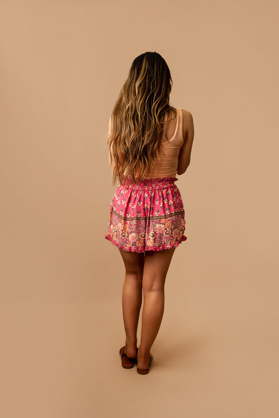 Feel My Love Floral Print High-Waisted Shorts (Pink) | FINAL SALE