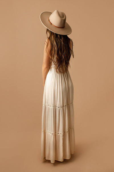 Hold On To Me Tie-Strap Tiered Maxi Dress (Ivory)