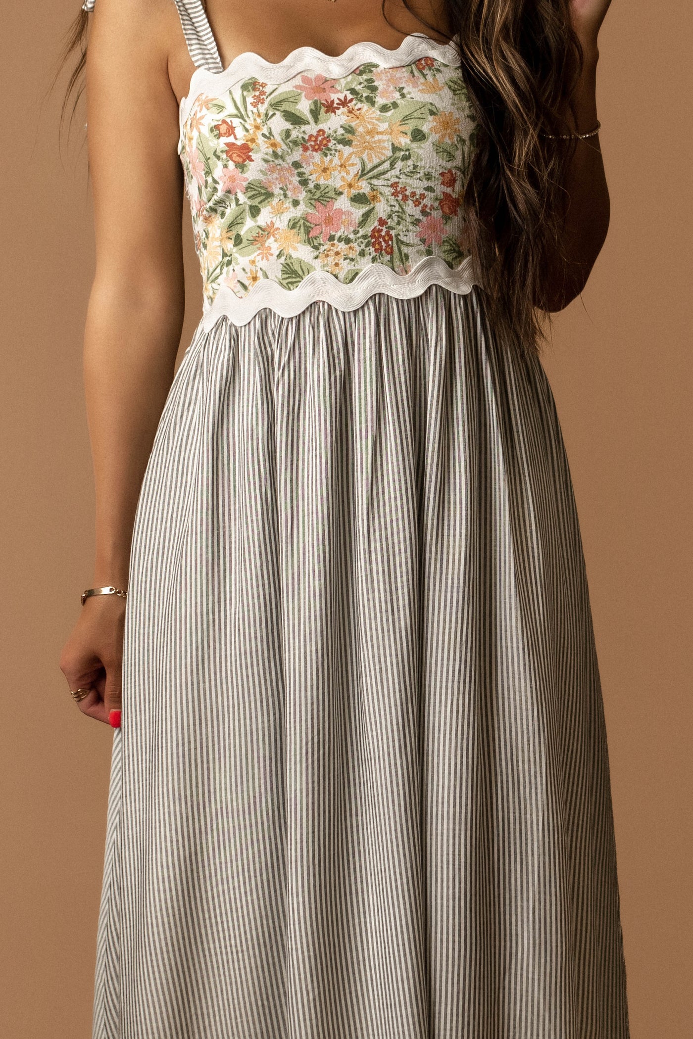 bcbg wildflowers maxi dress Wildflower Dreams Maxi Dress (Grey Stripe) – Wild Summer Boutique