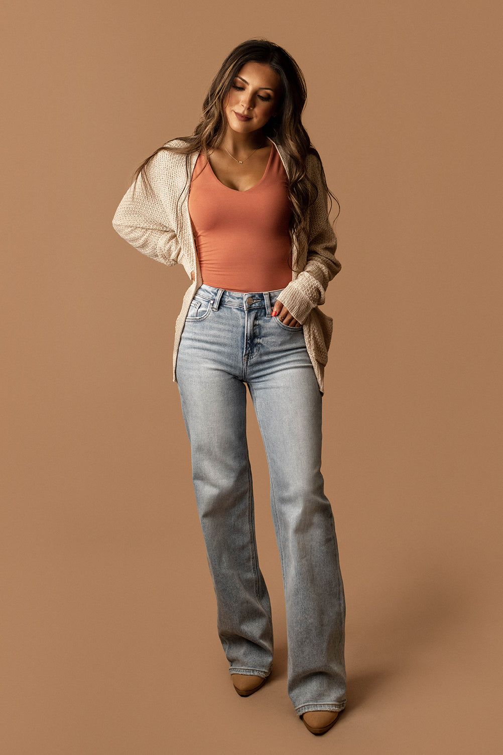V-neck Dream Double Layered Tank (Terracotta)