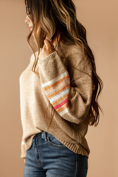 Save Me The Trouble Striped Sweater (Beige)