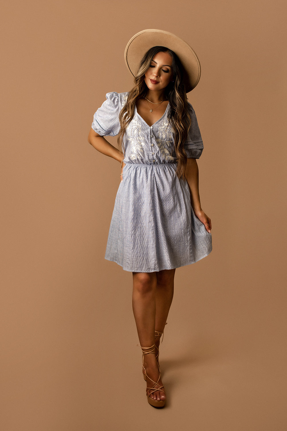 On This Day Puff Sleeve Sun Dress (Sky Blue) | FINAL SALE