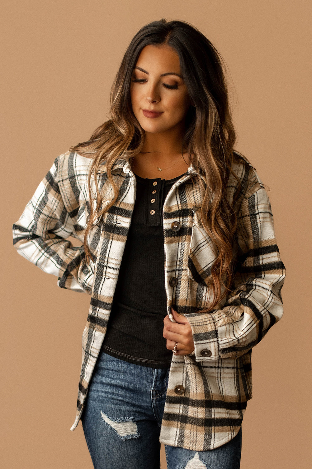 Know You Better Plaid Shacket (Black + Tan) | FINAL SALE