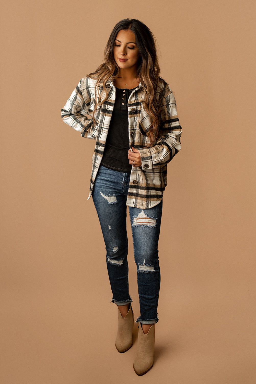 Know You Better Plaid Shacket (Black + Tan) | FINAL SALE