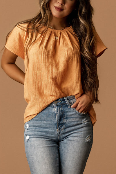 Alot More Free Short Sleeve Blouse (Orange)