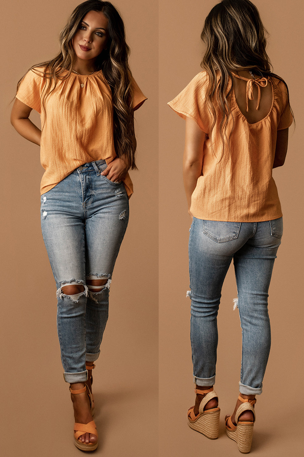 Alot More Free Short Sleeve Blouse (Orange)