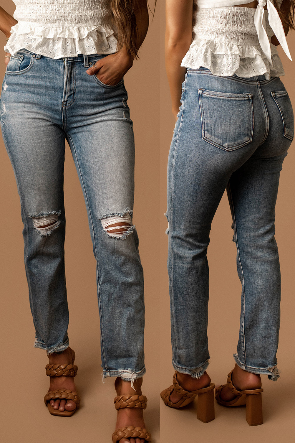 Mia Distressed Ankle Straight Jeans | FINAL SALE