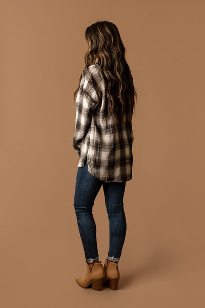 Made For Goodbyes Plaid Flannel (Charcoal)