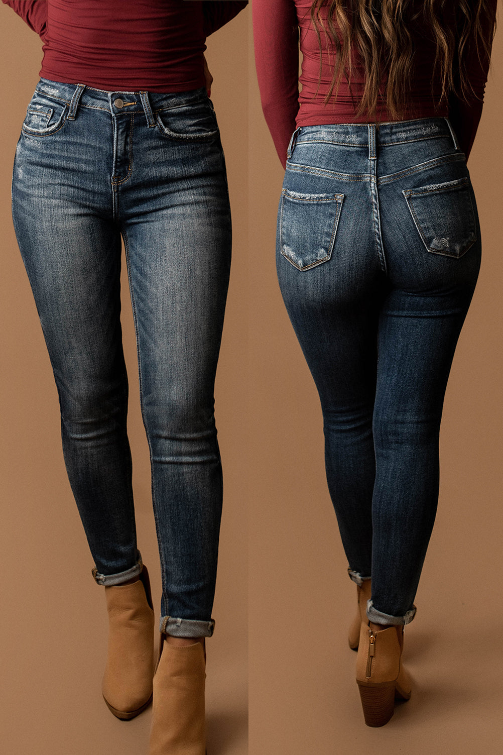 Lexi Distressed Hem Skinny Jeans