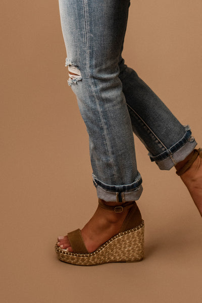 Hazel Espadrille Wedge Sandals (Brown)