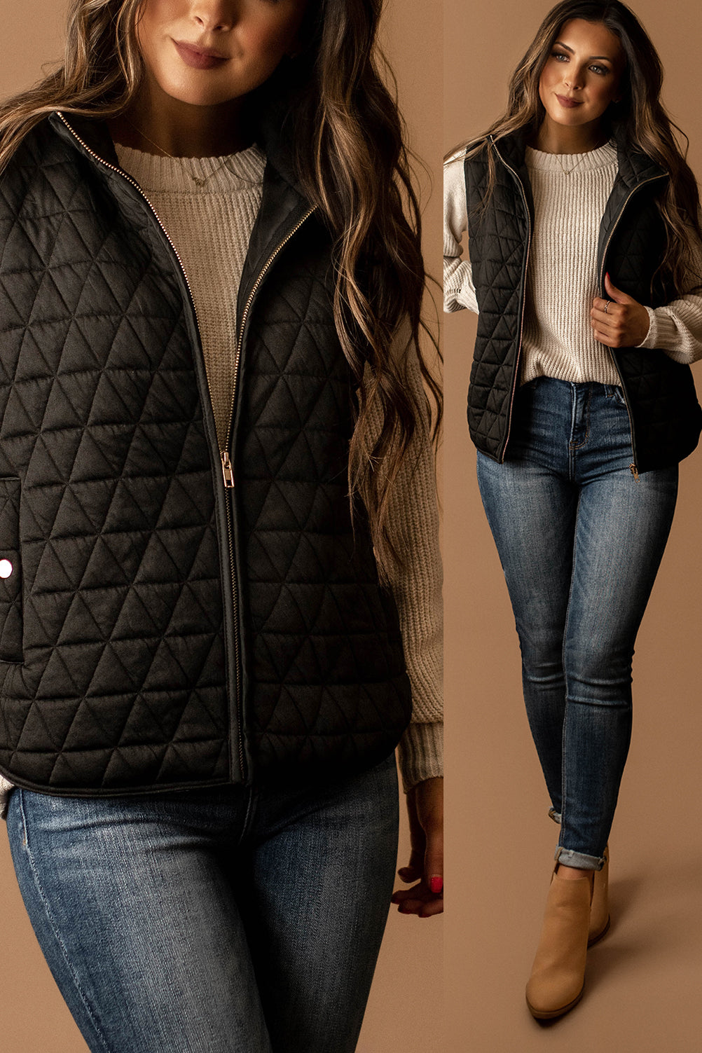 First Love Quilted Vest (Black)
