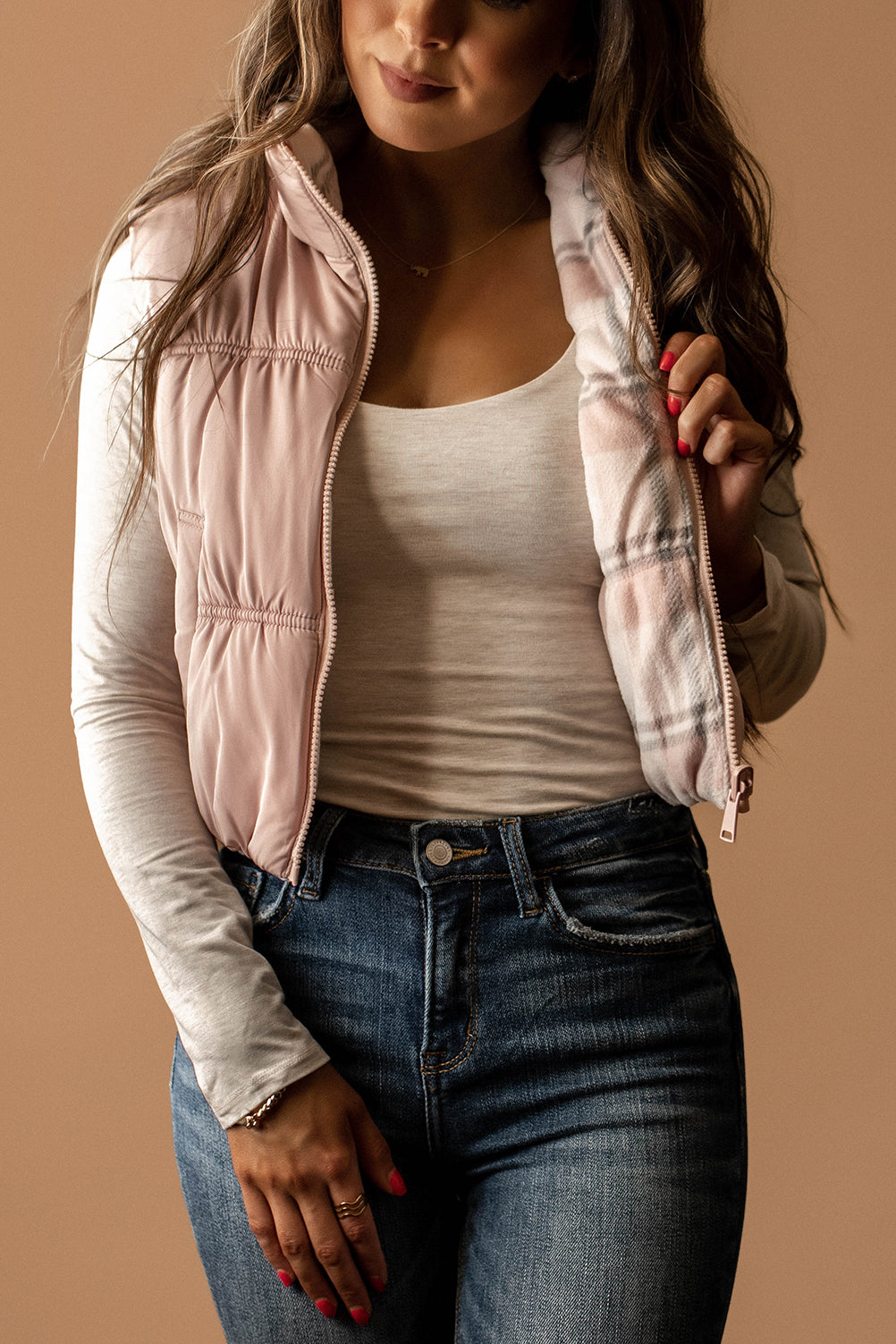 One Of Us Reversible Puffer Vest (Blush)