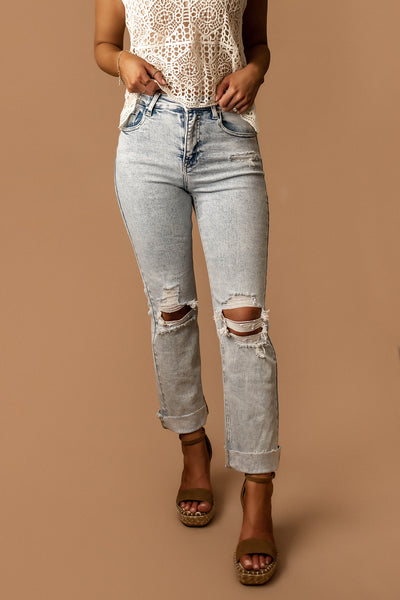 Remi High-Rise Distressed Straight Jeans