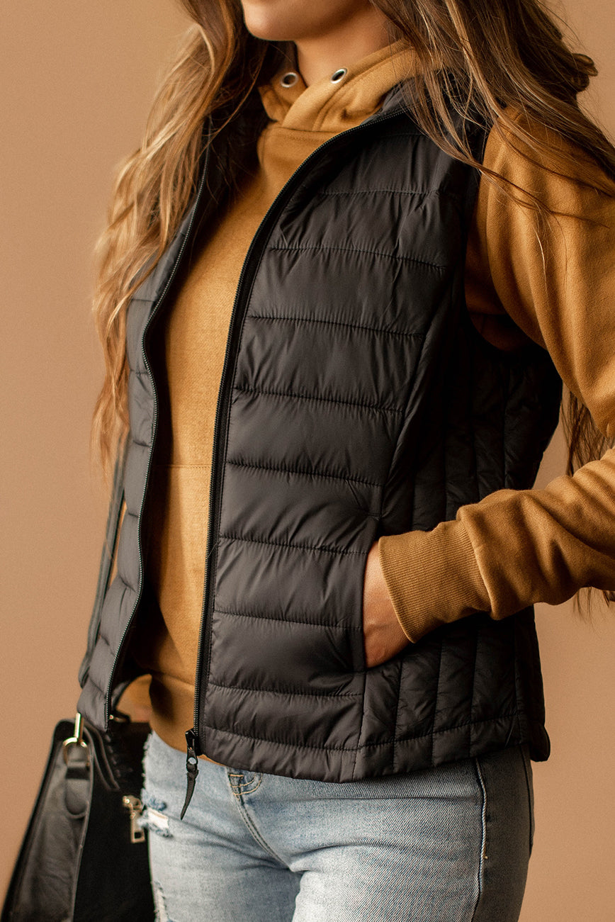 Back Then Lightweight Puffer Vest (Black)