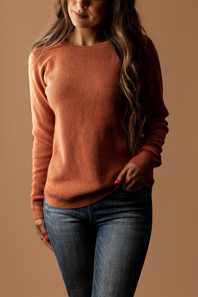While I Wait Waffle Textured Sweater (Copper)