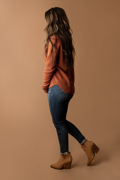 While I Wait Waffle Textured Sweater (Copper)