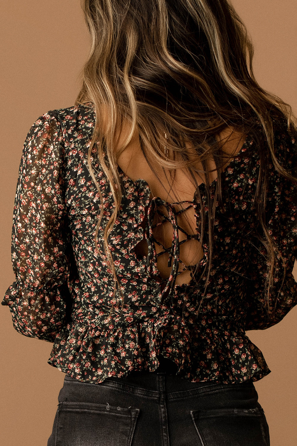 Burning It Down Long Sleeve Floral Top (Black) | FINAL SALE