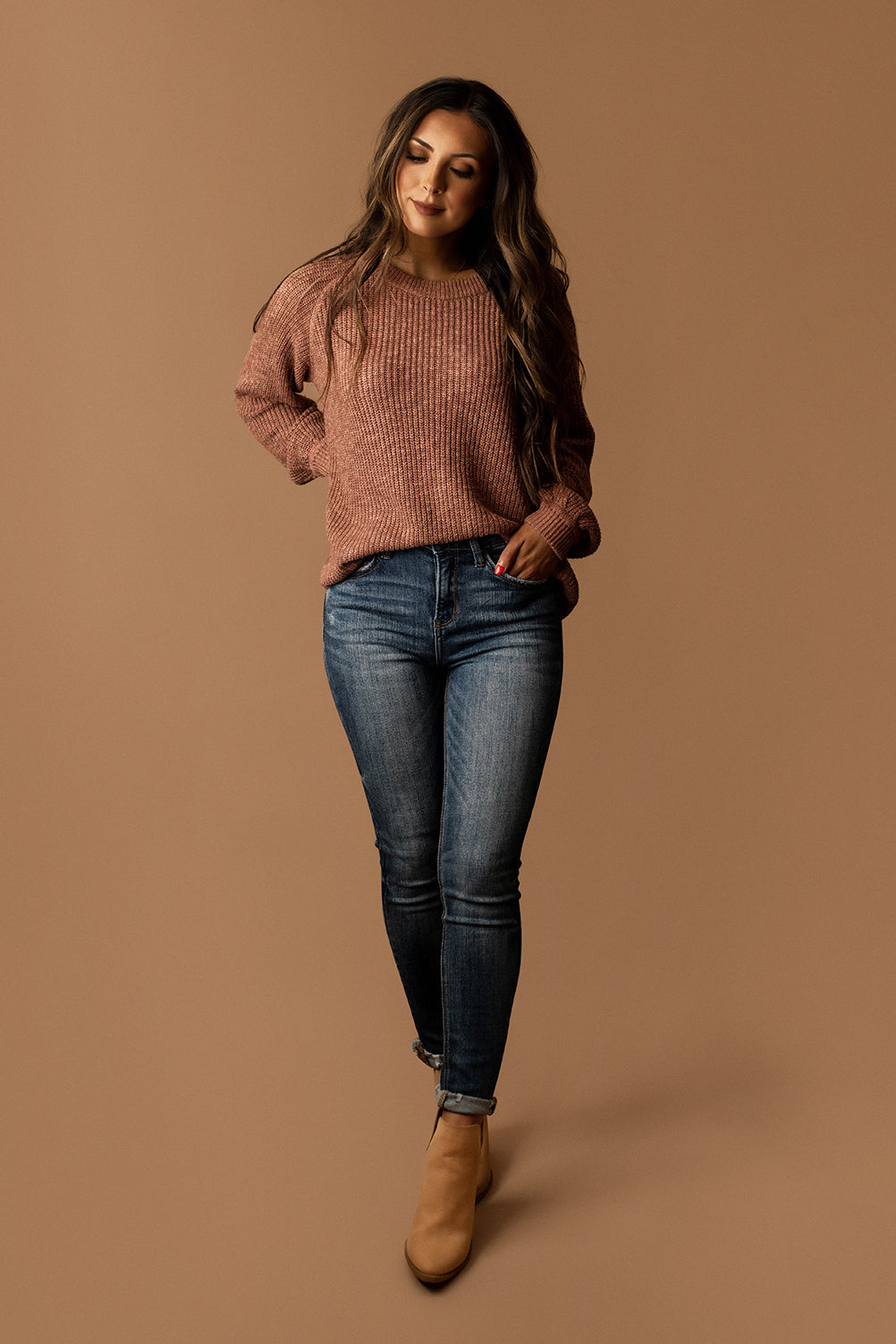 Falling In Love Knit Sweater (Clay)