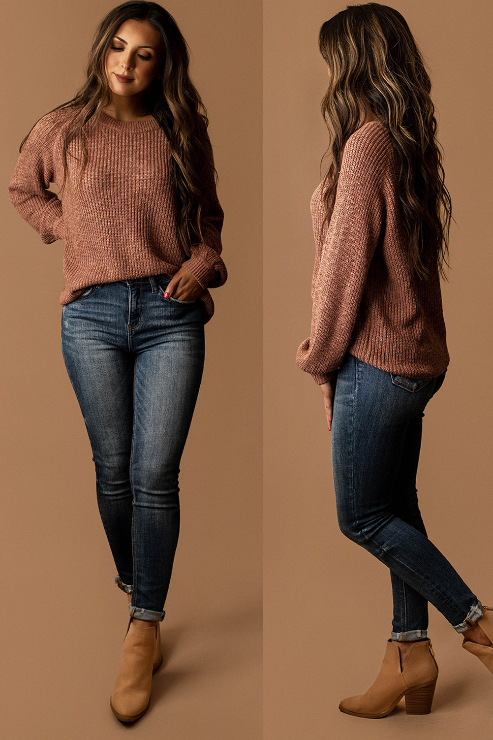 Falling In Love Knit Sweater (Clay)