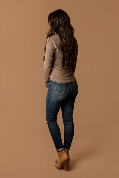 The Long Way Home Ribbed Long Sleeve Top (Taupe)