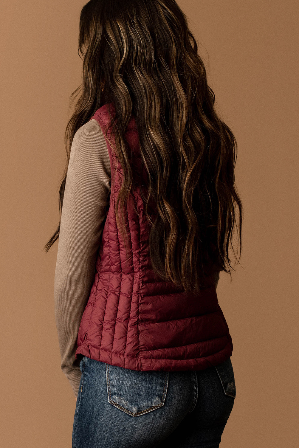 Back Then Lightweight Puffer Vest (Burgundy)