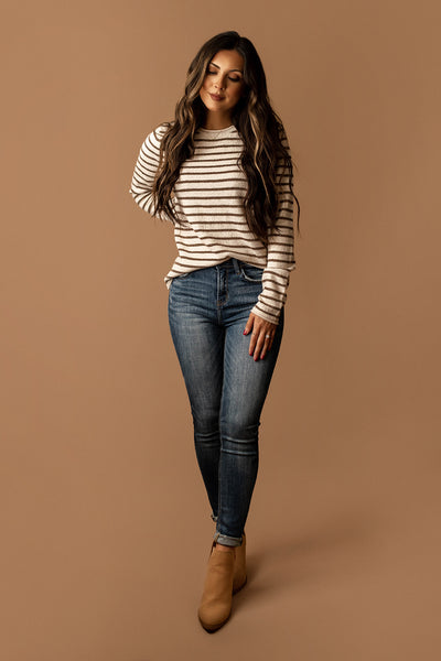 In Between Striped Sweater (Brown / Beige)