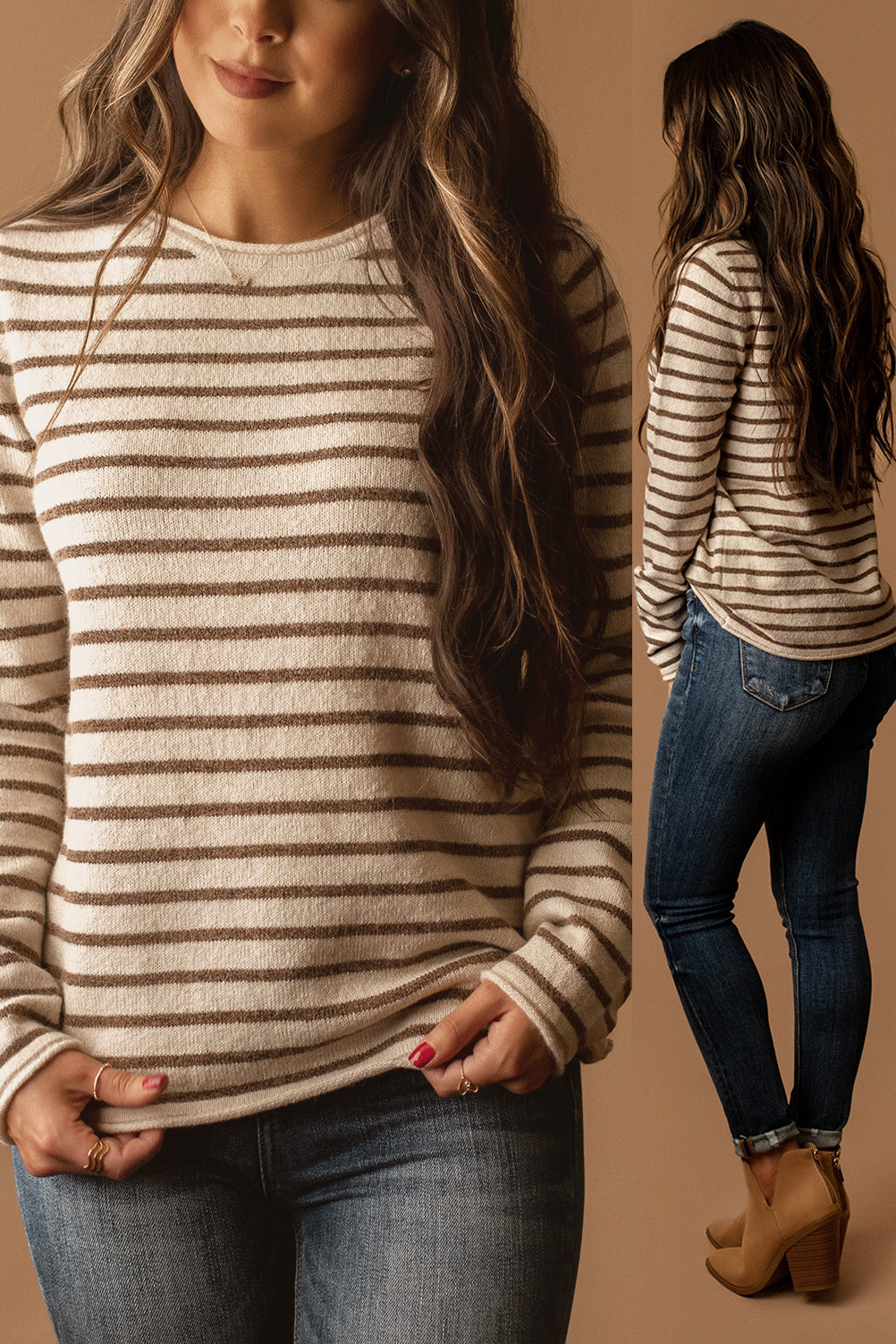 In Between Striped Sweater (Brown / Beige)