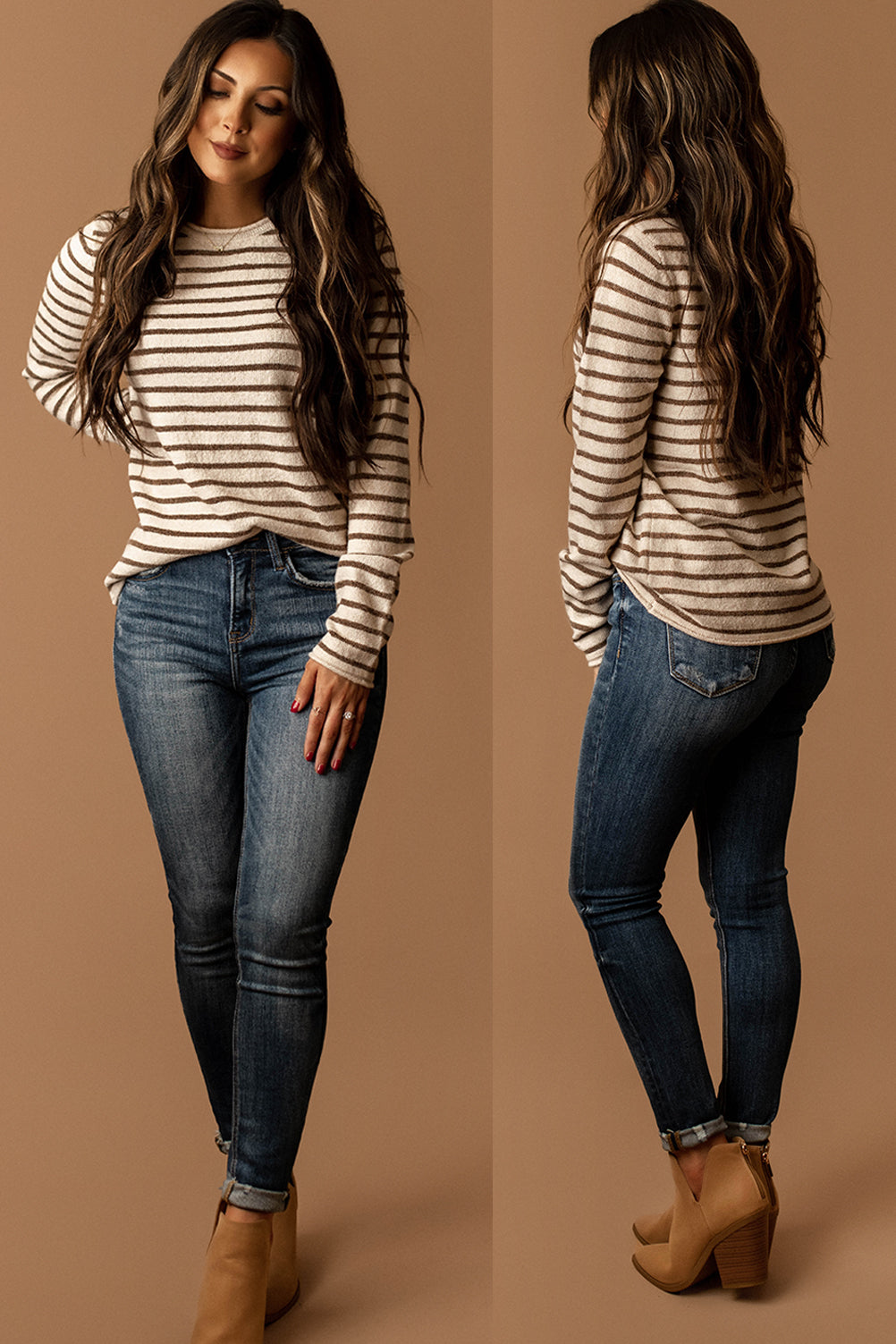 In Between Striped Sweater (Brown / Beige)