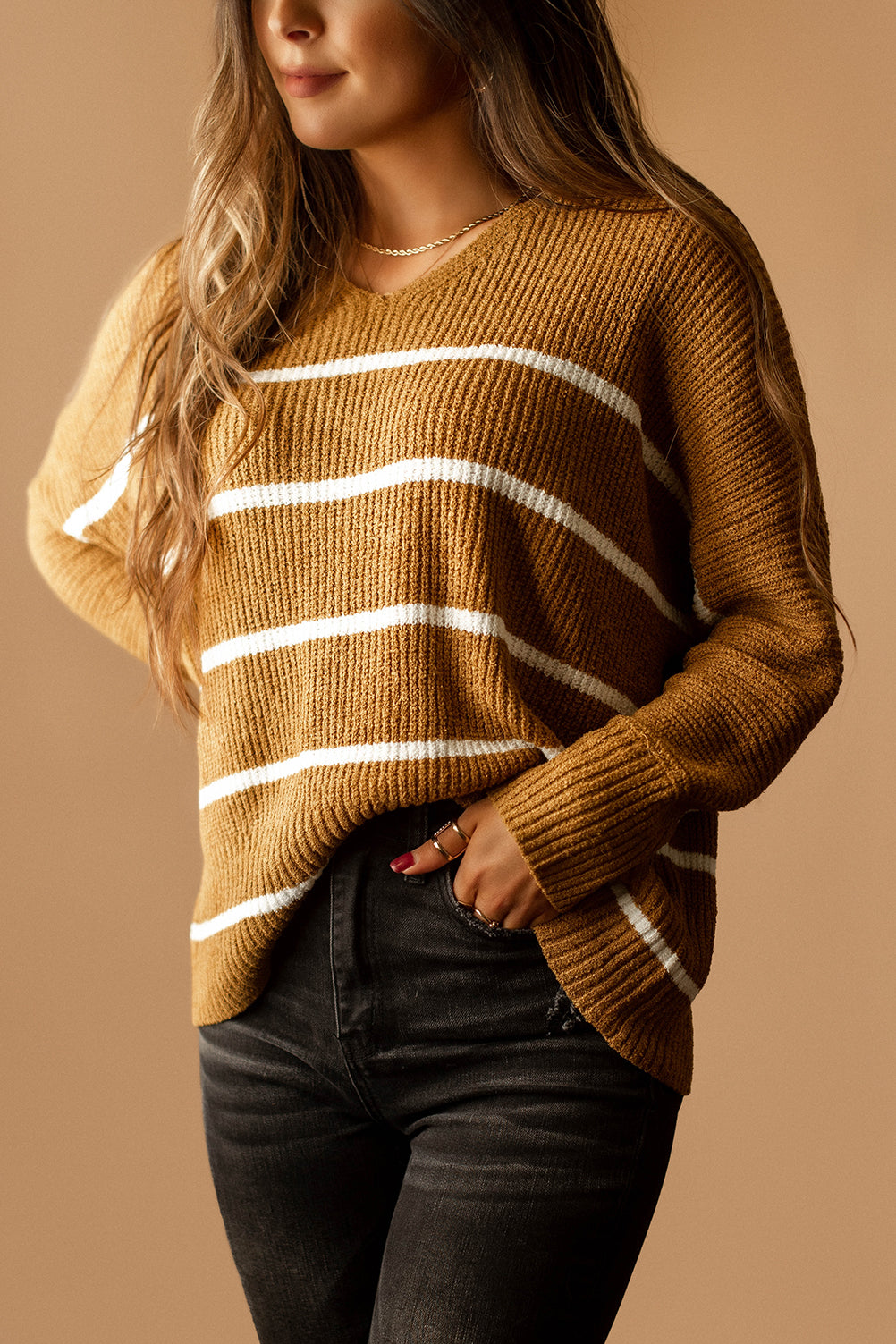 All I Need Sriped Knit Sweater (Honey)