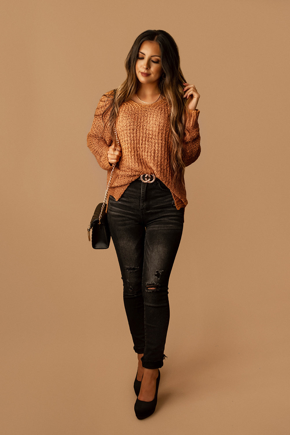 Life's Too Short Knit Sweater (Camel / Orange) | FINAL SALE