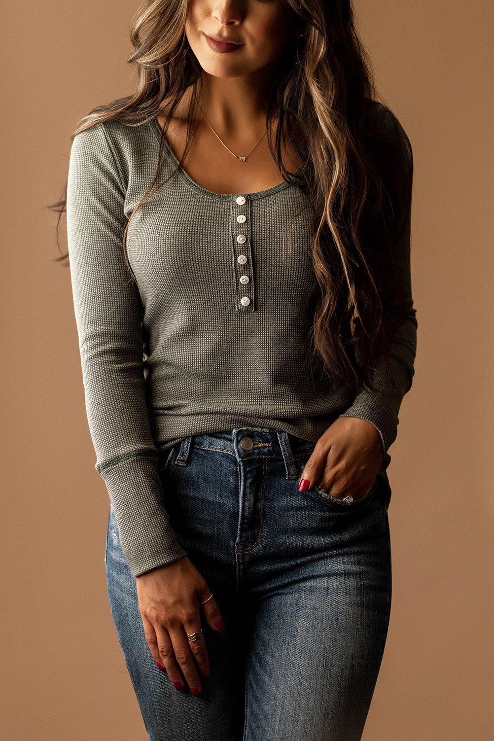 I'll Follow You Textured Henley (Vintage Sage)