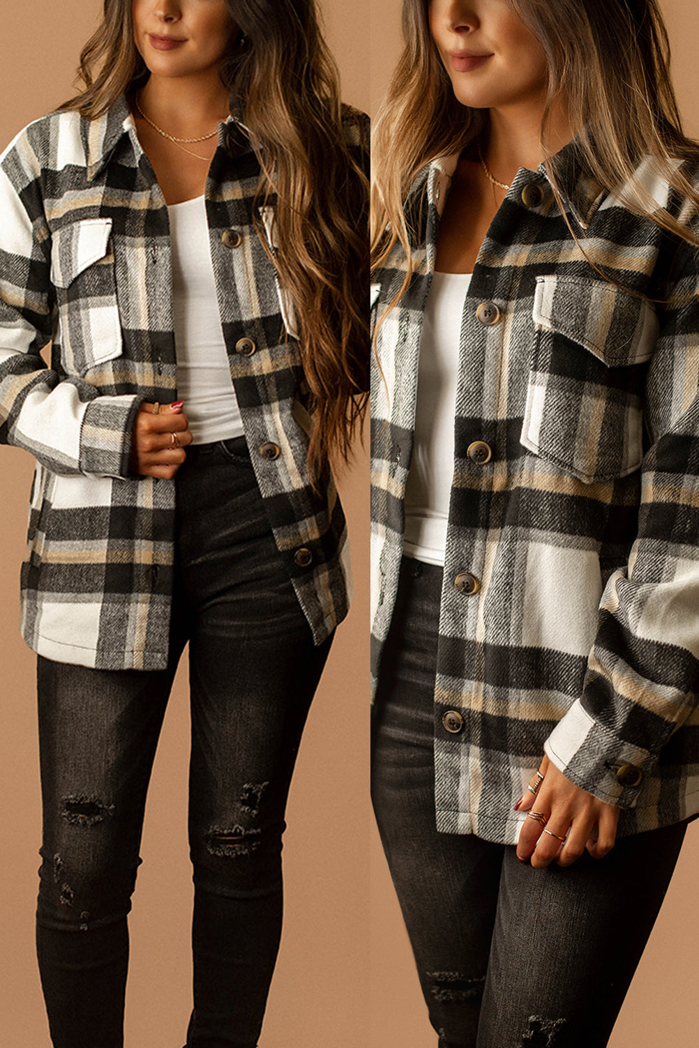 Say It All Plaid Shacket (Black + White) | SIZE LARGE FINAL SALE