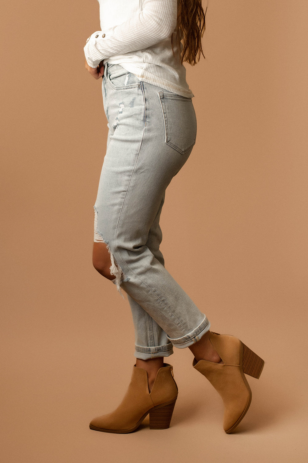 Samantha Distressed High-Rise Mom Jeans