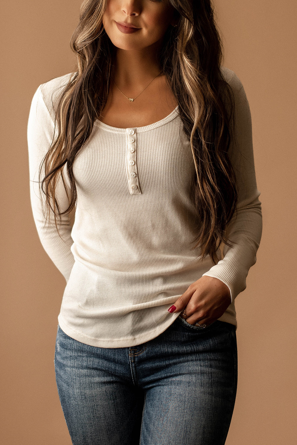 I'll Follow You Textured Henley (Vintage Cream)