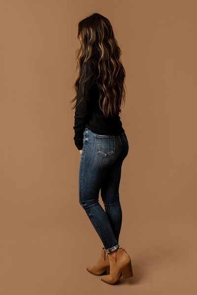 Pick A Place Snap Button Henley (Black)