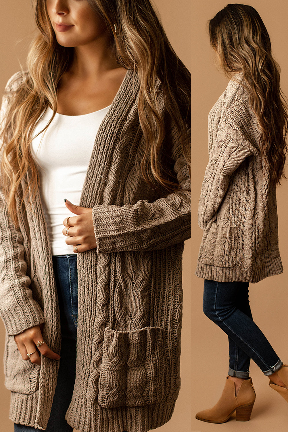 Together Again Chunky Knit Cardigan (Truffle / Coffee)